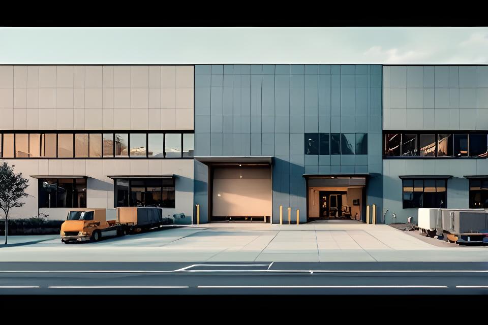 Fachada de planta industrial con acceso de carga, veredas limpias y señalización exterior en Posadas